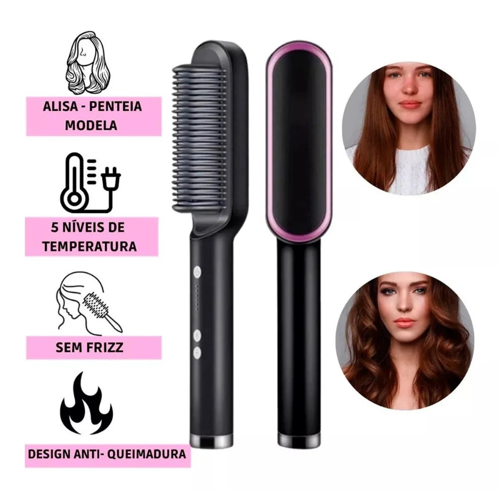 3 in 1 Electric Hair Brush with Heating Combing for 120 220 bivolt Straightened